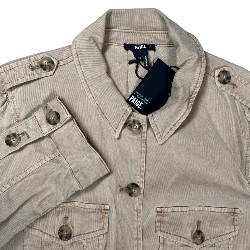 New Paige Pacey Jacket XL Vintage Oak Utility Button Military Epaulettes